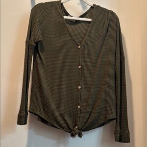 Olive Button-Up Women's Top